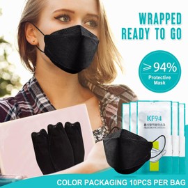 Tohacom 50/100 Pack KF94 Face_Covers, Color Màsk，Black Màsk，4-Layer Màsk outdoor Daily Use