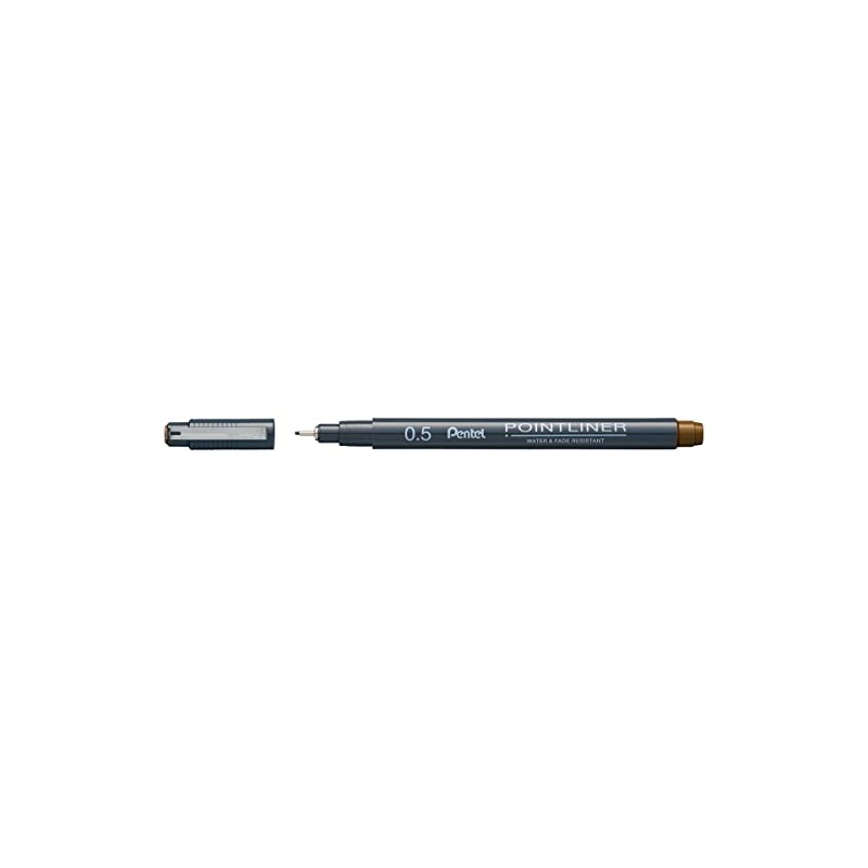 Pentel Pointliner S20P-5SP Fineliner, Sepia, Waterproof and Non-fading, 0.5 mm,