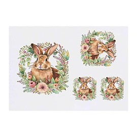 Azeeda 4 x 'Kaninchen in einem Blumenkranz – Cottagecore-Aquarell-Design' Temporäre Tattoos - Wasserfest, Hautfreundlich & Ungiftig · Transfers in Verschiedenen Größen (TO00059422)