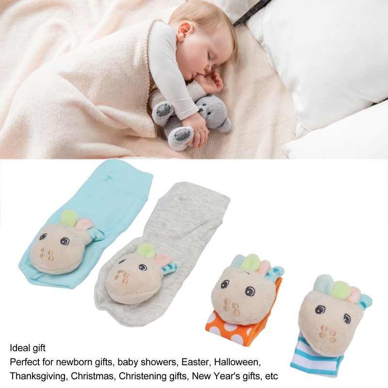 4pcs Baby Rattle Socks Cute Octopus Shape Soft Light Adjustable