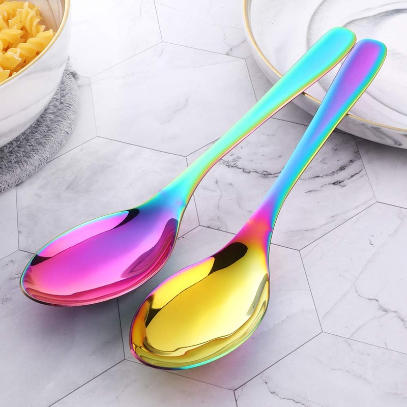 Bisda 2-Piece Stainless Steel 18 10 Serving Spoon (Rainbow)