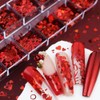 Red Nail Glitter Sequins 3D Holographic Valentine Heart Nail Art