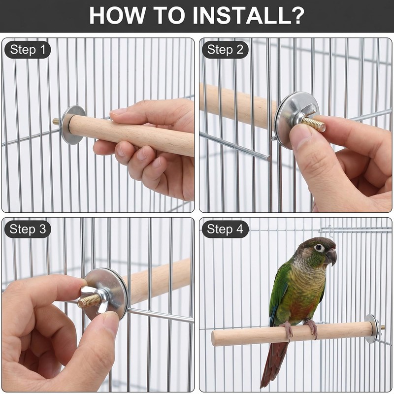3Pcs Wooden Bird Perch – Natural Parrot Perches Stand with