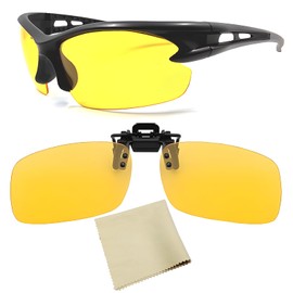 FunnAura Night Driving Glasses, Anti Glare Night Time Driving Glasses with 1 Pair Lens for Men Women