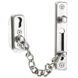 Door Security Chain Lock Stainless Steel Casting Door Lock Front Chain Scratch Protection with Screws Hardware Hotel Family Interior Doors Windows Silver Brushed Chrome