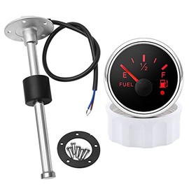 MAIMEIMI MAIMEIMI Fuel Sending Unit and Gauge Kit 240-33ohm 12" Marine Boat Water Fuel Level Sender Set (Black)