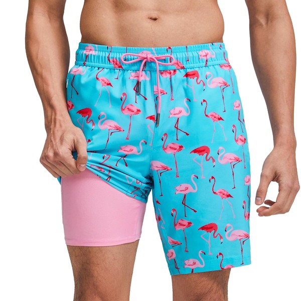 maamgic Mens Swim Trunks with Compression Liner 9 Inch Stretch