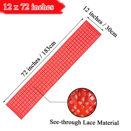 Ymsone Red Lace Checkered Table Runner, Home Kitchen Dining Room Gingham Plaid Decorations, 12 x 72 Inches