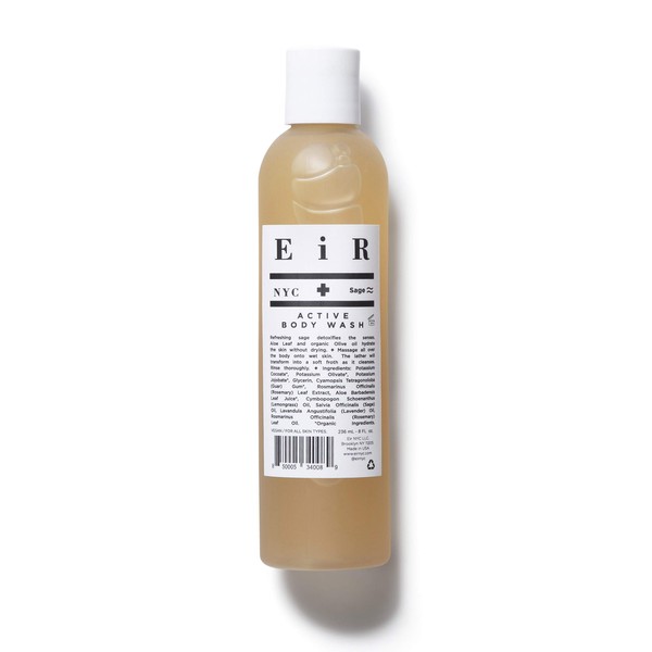 EiR NYC | All Natural Organic Moisturizing Body Wash | Includes Aloe, Coconut, Olive Oil Lemongrass, Sage, Rosemary, and Eucalyptus | (8 oz)