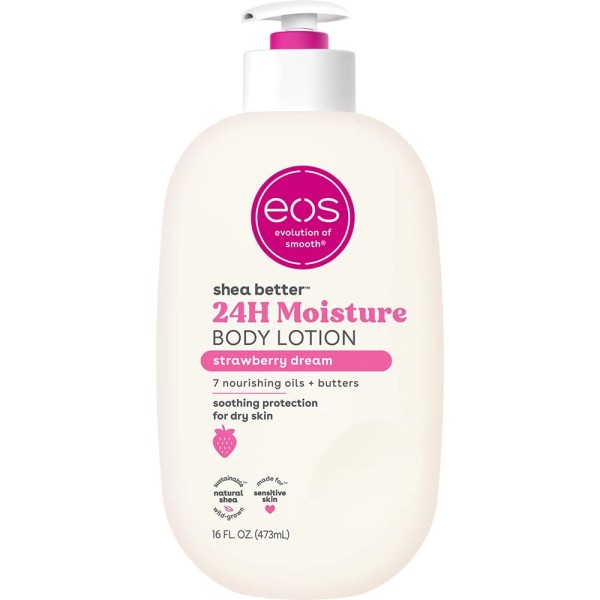 Eos Shea Better Body Lotion Strawberry Dream, 24-Hour Moisture Skin