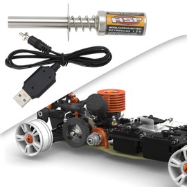 Create idea 1 Set 1800MAh Nitro Glow Plug Starter Rechargeable Igniter with DC 3.7V 300mA Battery Charger for Gas Nitro Engine Compatible with 1/8 1/10 RC Cars