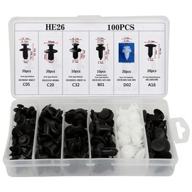 100 Pcs Bumper Retainer Clips Car Plastic Rivets Fasteners Push Retainer Kit Auto Push Pin Rivets Set -Door Trim Panel Fender Clips For Toyota for Honda For Chrysler with Fasteners Remover