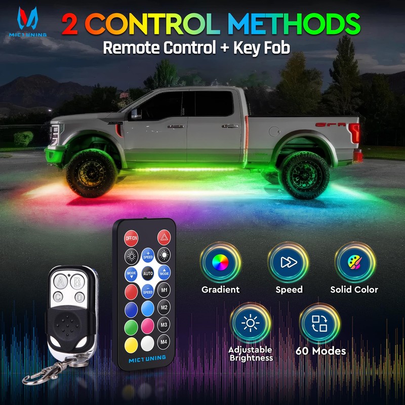 MICTUNING N8 RGB+IC Underglow LED Lighting Kit for Truck with