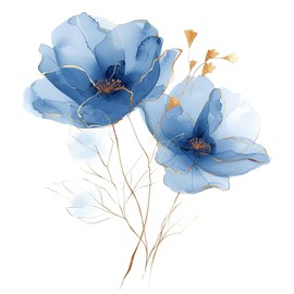 Serviettenshop 20 Blue Flower Pattern Napkins, 3-Ply, 33 x 33 cm, Pack of 20