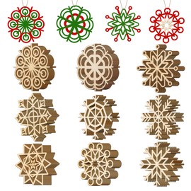 Joiedomi 36 Pcs Snowflake Wooden Christmas Ornaments Hanging Ornaments for Christmas Tree Decoration, Indoor/Outdoor Holidays, Party Decoration, Tree Ornaments