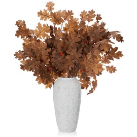Wavwavw 6 Pcs 31.5in Faux Oak Branch with Acorns Fake Oak Faux Fall Leaves Table Centerpieces Artificial Long Stems Foliage Farmhouse Decor for Autumn Festival Thanksgiving