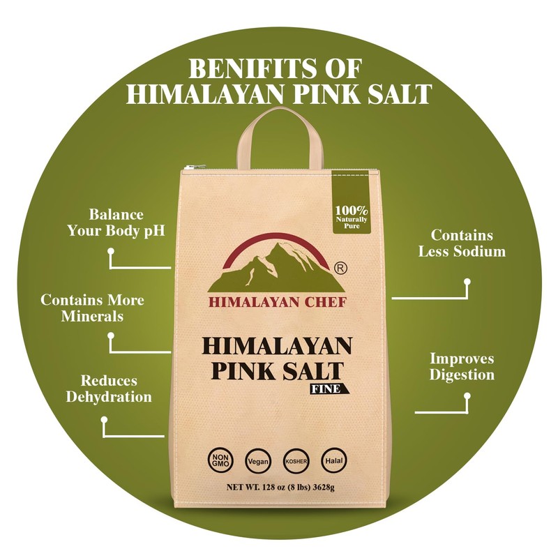 Himalayan Chef Pink Himalayan Salt Extra Fine Grain, 8 lbs
