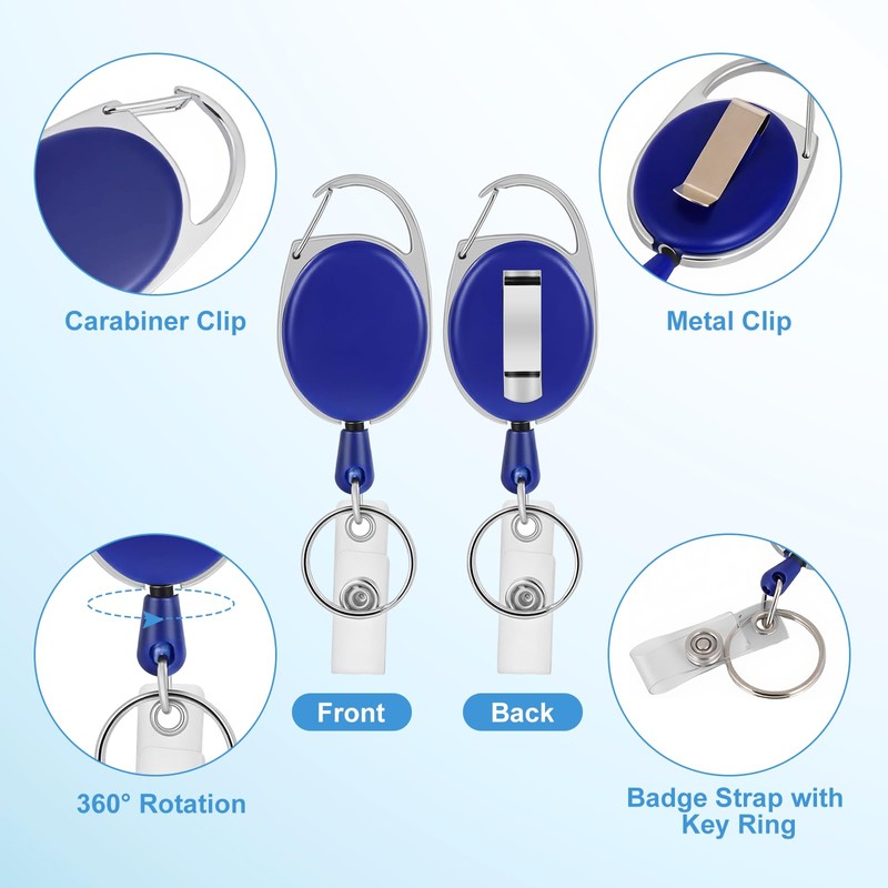 12 Pack Retractable Badge Holders Retractable Badge Reel Clips ID