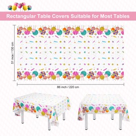 SMLAMANCA Sweet Candyland Tablecloth for Candyland Party Decorations, Candy Theme Plastic Table Cover Candy Land Table Cloths Lollipop Tablecovers for Candy Land Birthday Party Decorations (3)