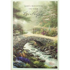 DaySring - God's Blessings on Your Birthday - Thomas Kinkade Painter of Light - 4 Design Assortment With Sciprutre - 12 Birthday Boxed Cards & Envelopes (86068)