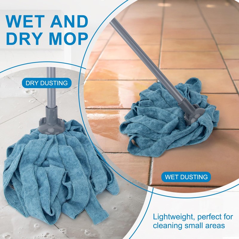 KeFanta Mops for Floor Cleaning,One Mop Handle with 2 Blue
