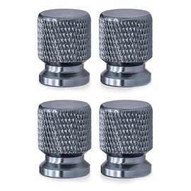 Ammtio Universal Tire Valve Stem Caps 4 pcs Cap Set 6063 Aluminum CNC Anodized Aluminum Tire Valve Corrosion Resistant, Stem Covers for Cars Trucks Motorcycles SUVs and Bikes etc. (Grey)