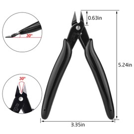 STARVAST Wire Cutter, 5In Electrical Wire Cable Cutter Side-Cutting Plier Diagonal Side Cutter Flush Cutter for Electronics Wires Jewelry Screws and DIY (6 Pack-Black)
