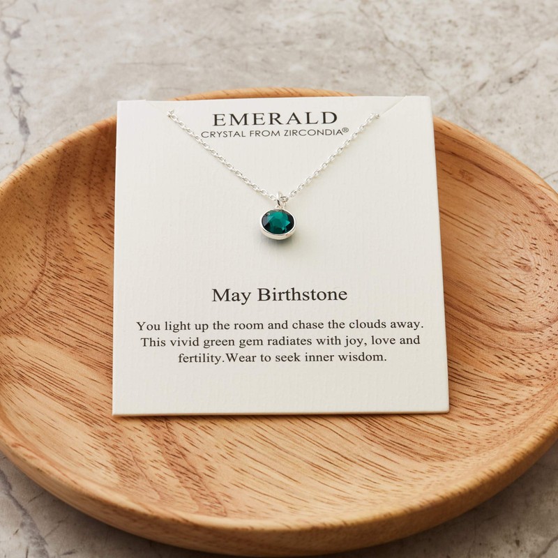 Philip Jones May (Emerald) Birthstone Necklace Created with Zircondia® Crystals
