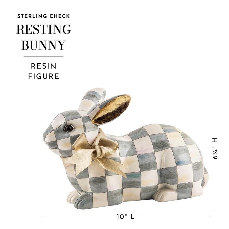 MACKENZIE-CHILDS Bunny Figurine, Rabbit Figurine Decoration for Spring, Resting, Sterling
