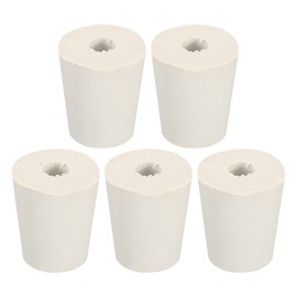 sourcing map Rubber Tapered Plug 17mm to 23mm with 8mm Hole Test Tubes Bungs Stopper White for Lab Home 5 Pieces