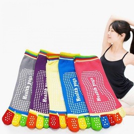 Sweat-Absorbing Non-Slip Toe-Open Yoga & Pilates Over-the-Knee Socks Toe-Open Purple 2ea