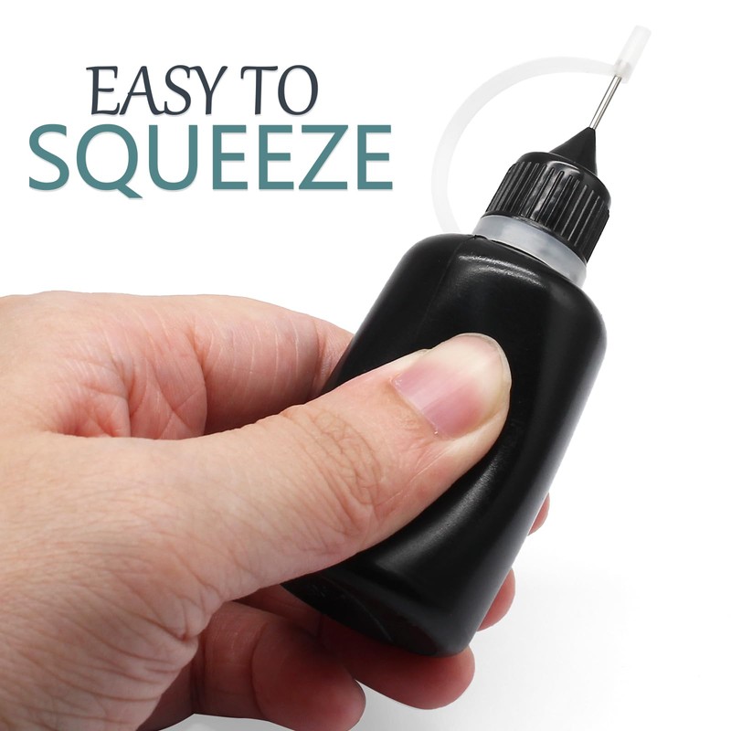HARSKIYER 10ml Precision Tip Applicator Bottle, 10 Pcs Black Fine