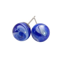Handmade Murano Glass Earrings, Murano Glass Jewellery from Venice Italy, Silver Plated Glass Stud Earrings, Dainty 0.8cm/8mm