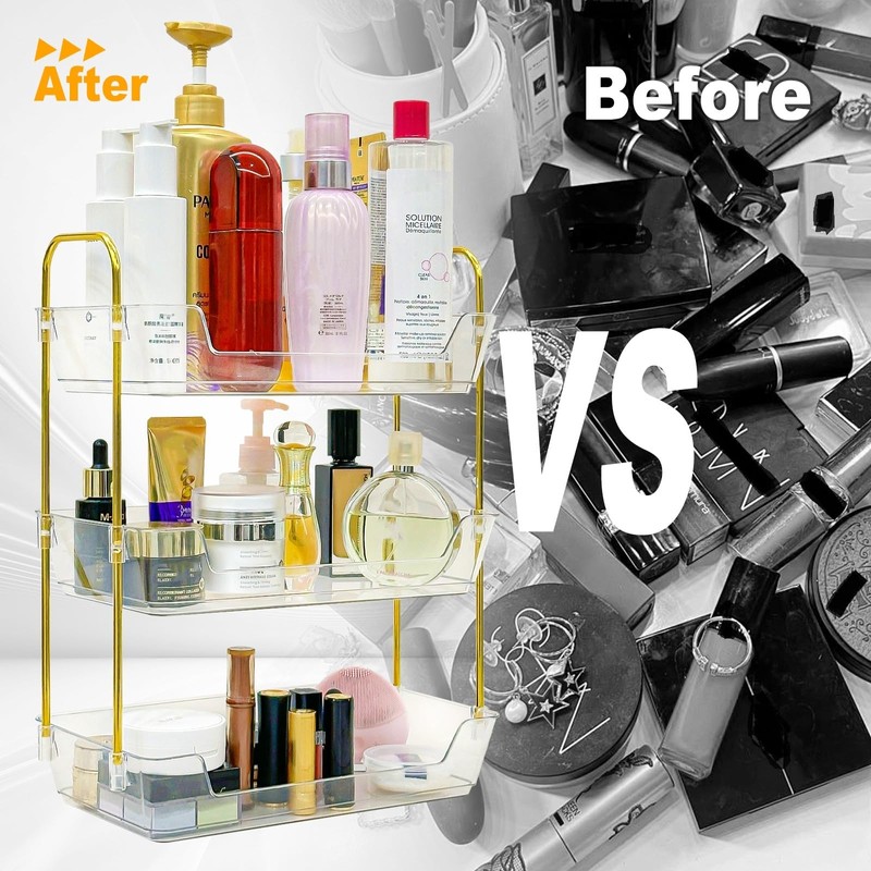 Leoenir 3-Tier Bathroom Organizer Countertop – Makeup, Perfume, and Skincare