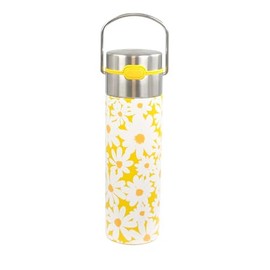 Eigenart Leeza Daisy Yellow Double-Walled Thermal Water Bottle Stainless Steel with Sports Cap and Strainer, BPA-Free, 500 ml