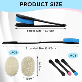 Asheyya 3 Pcs Lotion Applicator for Back, Foldable Back Cream Applicator Long Handle for Moisturiser and Shower