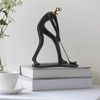 Golfer Sculpture Gold Head Hand Crafted Abstract Resin Golfer Ornament