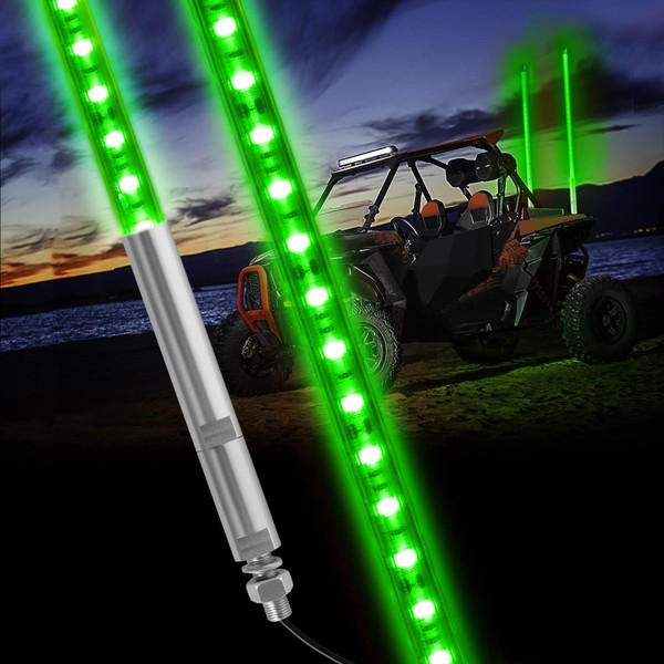 4FT LED Whip Light, DING.PAI 1.2M Green LED Lighted Whip