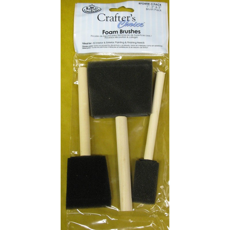 ROYAL BRUSH RFOMW-3P Foam Brush, 3-Pack Darkassorted, 1", 2" &