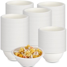 Dandat 500 Pack 9oz Disposable Paper Bowls Food Soup Bowls Natural Bagasse Fiber Bowls for Sauce Salad Dessert Hot Cold Soup