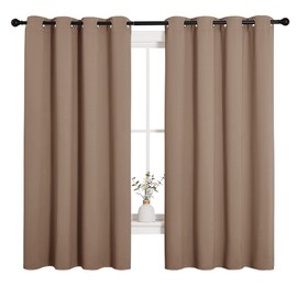 NICETOWN NICETOWN Blackout Window Curtains and Drapes for Kitchen, Window Treatment Thermal Insulated Solid Grommet Blackout Drapery Panels (Set of 2, 55 by 68 inches, Cappuccino)
