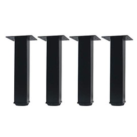 QLLY 8 inch Adjustable Metal Furniture Legs, Square Office Table Furniture Leg, Set of 4 (Black)