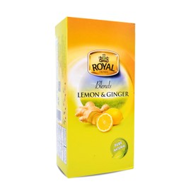 Royal Natural Drink Herbal Lemon & Ginger Herbal Tea Bags Herbals Herb Herbs No Caffeine Non Gmo No Additives No Artificial Coloring Kosher Halal (20 Bag) رويال ليمون و زنجبيل حلال