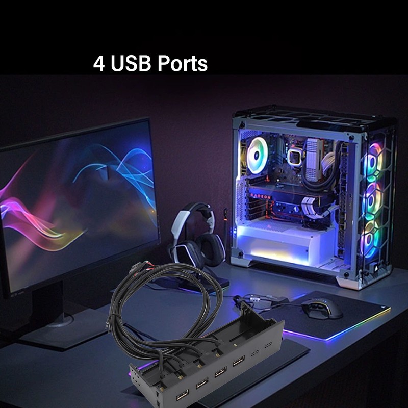 USB Front Panel Hub 5.25in 4 Ports High Speed Stable