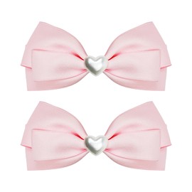 LMYMHMLM 2pcs Pink hair bows for girls, cute bow hair clips for women, light pink hair bow with alligator hair clip, christmas and valentines hair bows, hair barrettes, hair accessories for girls