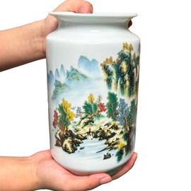 MTME Porcelain Figurines, Jingdezhen Decorative Flower vase, Home Decor, Wedding Gifts, Aesthetic Sculpture Home décor (Mountain)