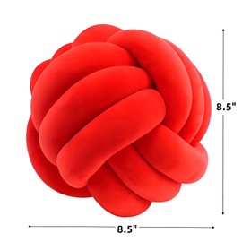 KEBAIHUA Knot Ball Pillows, Round Throw Pillow Cushion Home Decoration Soft Plush Pillow, Throw Knotted Ball Pillow Handmade Children Room Decoration Round Plush Toy Pillow (Red,8.5"/22cm)
