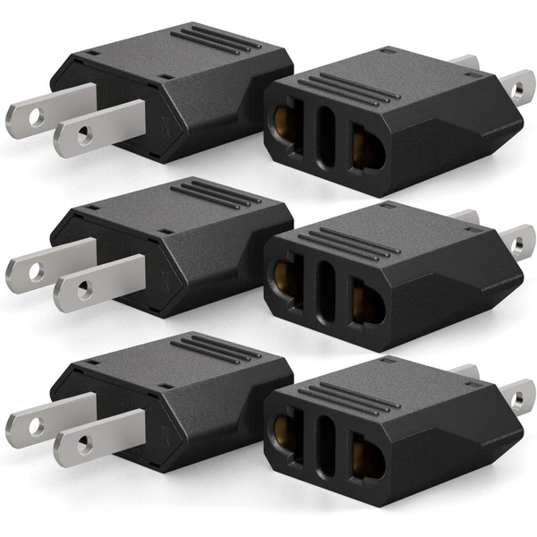 6 Pack of European to US Plug Adapter, Plug Converter,