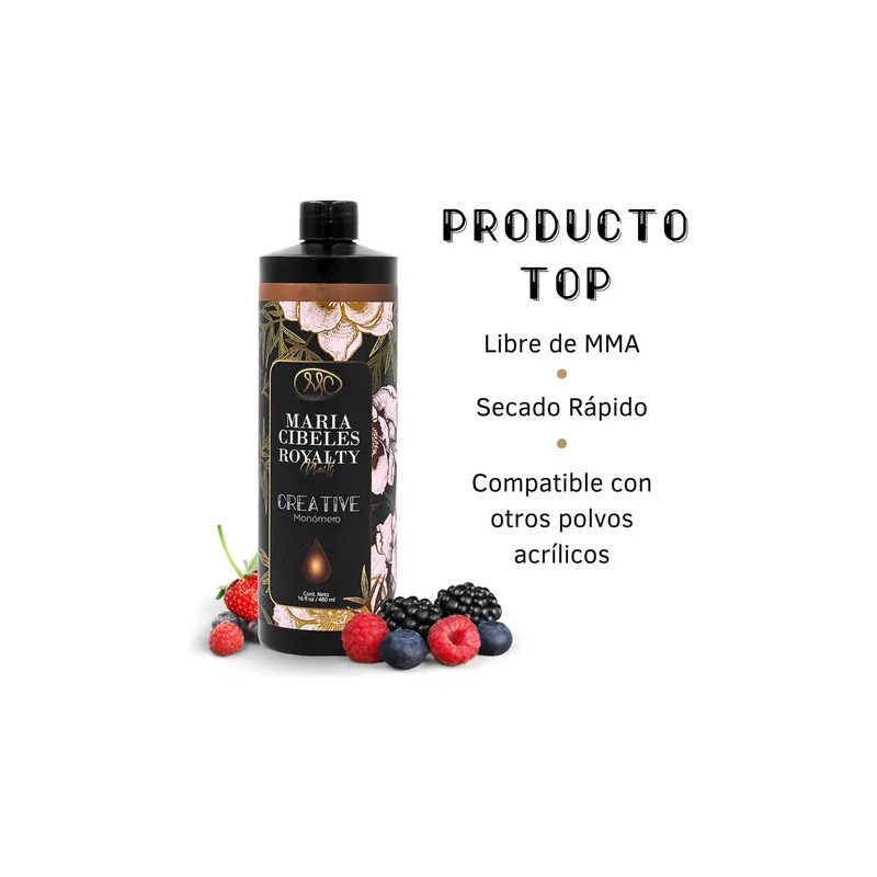 Monomero 16oz Líquido Acrílico Frutos Rojos Mc Royalty Nails