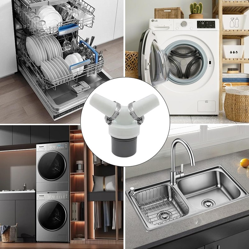 Washing Machine Drain Double Connection Y Adapter, Dishwasher Washing Machine